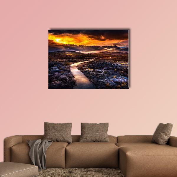 Caves Trail At Sunset Canvas Wall Art-1 Piece-Gallery Wrap-48" x 32"-Tiaracle