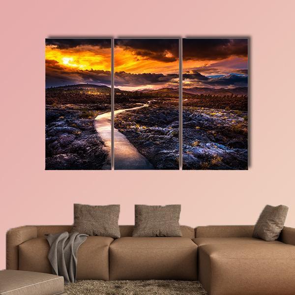 Caves Trail At Sunset Canvas Wall Art-3 Horizontal-Gallery Wrap-25" x 16"-Tiaracle