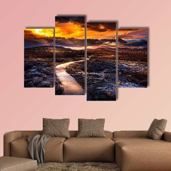 Caves Trail At Sunset Canvas Wall Art-3 Horizontal-Gallery Wrap-25" x 16"-Tiaracle