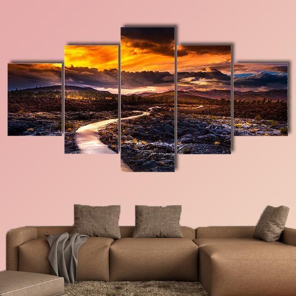 Caves Trail At Sunset Canvas Wall Art-5 Star-Gallery Wrap-62" x 32"-Tiaracle
