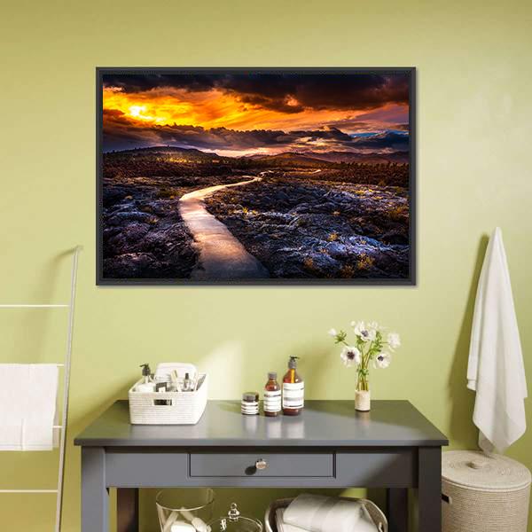 Caves Trail At Sunset Canvas Wall Art-3 Horizontal-Gallery Wrap-25" x 16"-Tiaracle