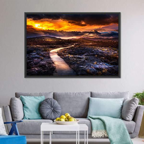 Caves Trail At Sunset Canvas Wall Art-1 Piece-Floating Frame-24" x 16"-Tiaracle