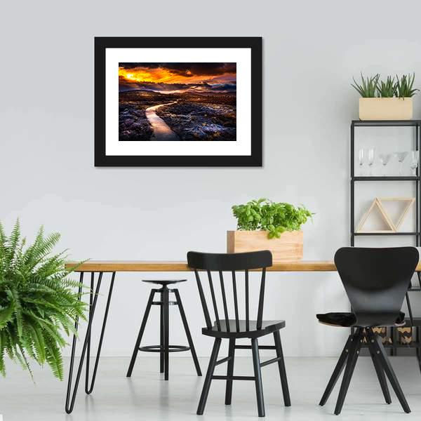 Caves Trail At Sunset Canvas Wall Art-3 Horizontal-Gallery Wrap-25" x 16"-Tiaracle
