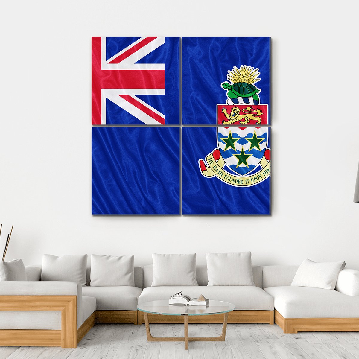 Cayman Islands Flag Canvas Wall Art-4 Square-Gallery Wrap-17" x 17"-Tiaracle