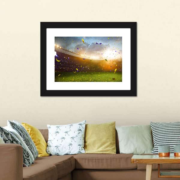 Celebration In Soccer Stadium Canvas Wall Art-1 Piece-Framed Print-20&quot; x 16&quot;-Tiaracle