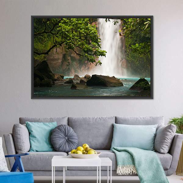 Celestial Waterfall Canvas Wall Art-1 Piece-Floating Frame-24" x 16"-Tiaracle