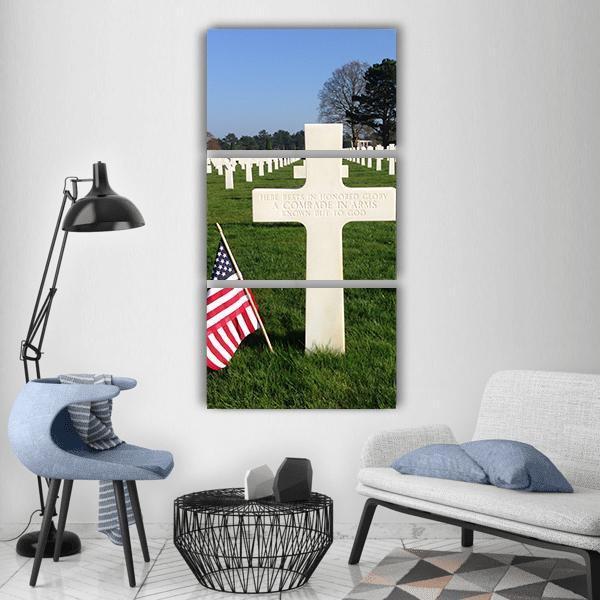 Cemetery In Normandy Vertical Canvas Wall Art-3 Vertical-Gallery Wrap-12" x 25"-Tiaracle