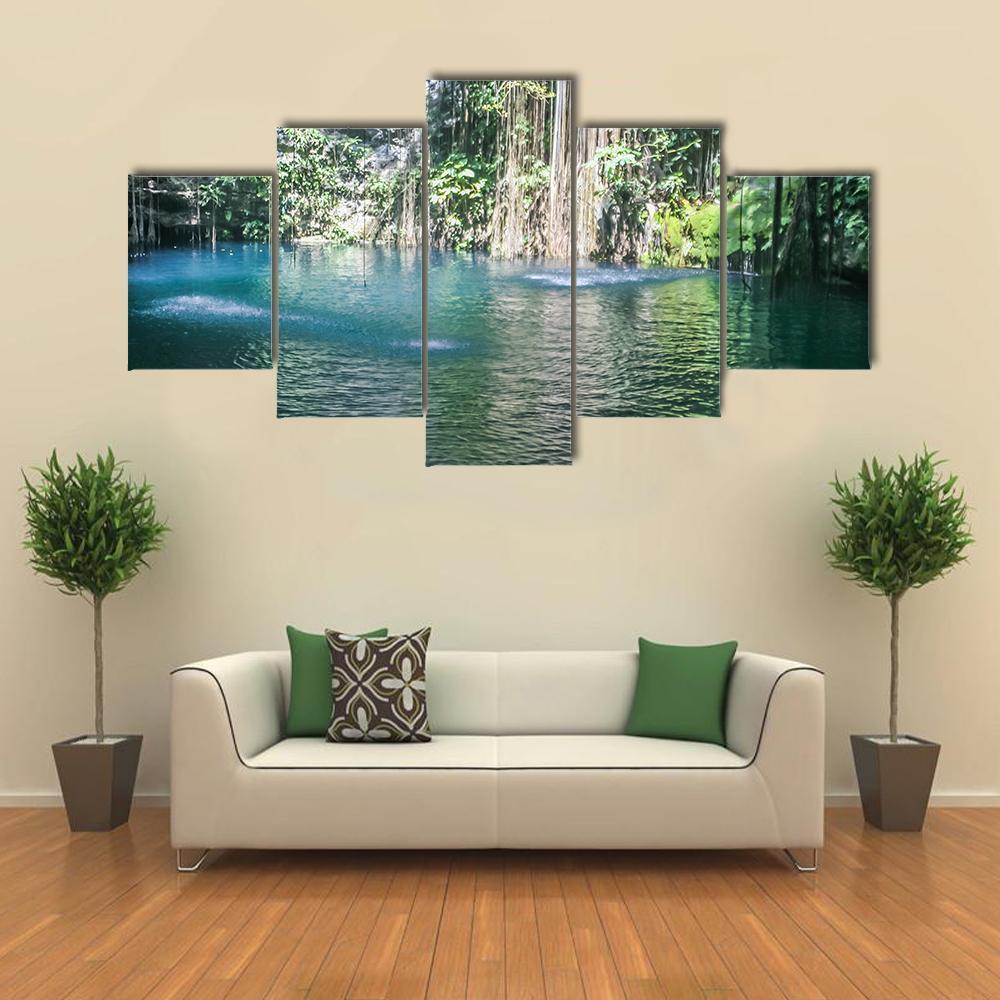 Cenotes Canvas Wall Art-5 Star-Gallery Wrap-62" x 32"-Tiaracle