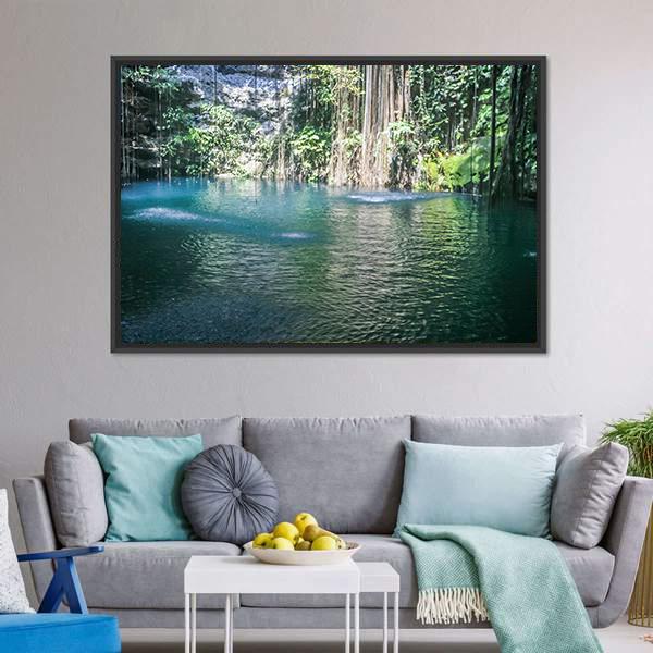 Cenotes Canvas Wall Art-1 Piece-Floating Frame-24" x 16"-Tiaracle