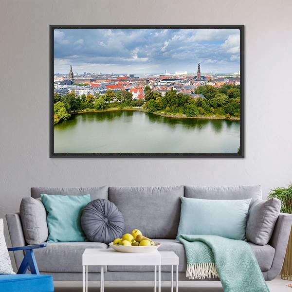 Center Of Copenhagen Canvas Wall Art-1 Piece-Floating Frame-24" x 16"-Tiaracle