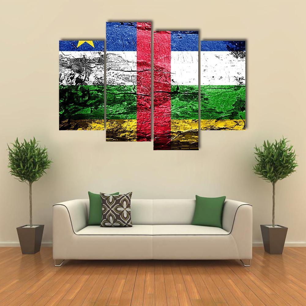 Central African Republic Flag Canvas Wall Art-4 Pop-Gallery Wrap-50" x 32"-Tiaracle
