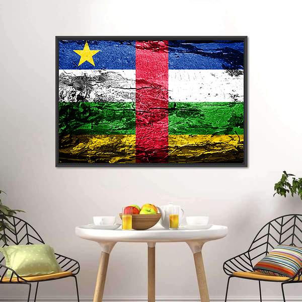 Central African Republic Flag Canvas Wall Art-3 Horizontal-Gallery Wrap-25" x 16"-Tiaracle