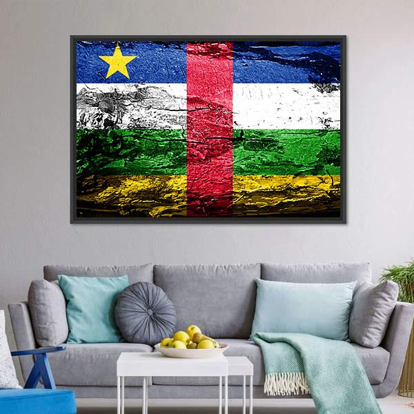 Central African Republic Flag Canvas Wall Art-1 Piece-Floating Frame-24" x 16"-Tiaracle
