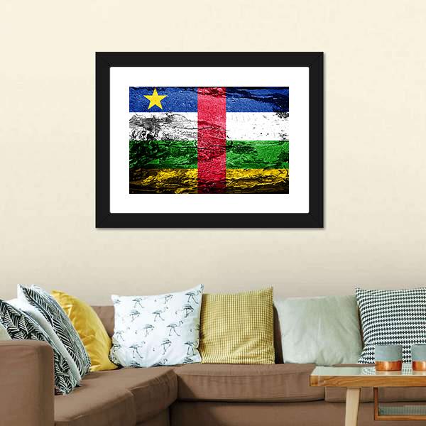 Central African Republic Flag Canvas Wall Art-3 Horizontal-Gallery Wrap-25" x 16"-Tiaracle