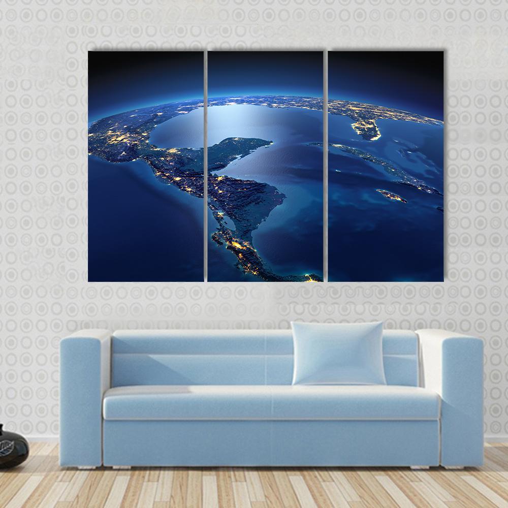 Central America From Space Canvas Wall Art-3 Horizontal-Gallery Wrap-37" x 24"-Tiaracle