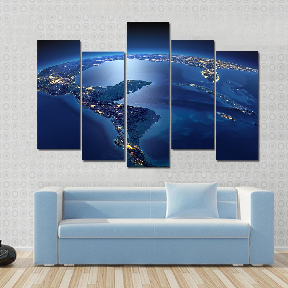 Central America From Space Canvas Wall Art-5 Pop-Gallery Wrap-47" x 32"-Tiaracle