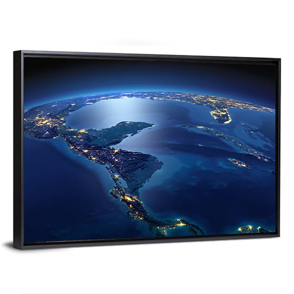 Central America From Space Canvas Wall Art-3 Horizontal-Gallery Wrap-25" x 16"-Tiaracle