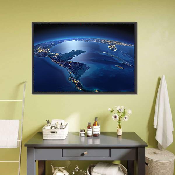 Central America From Space Canvas Wall Art-3 Horizontal-Gallery Wrap-25" x 16"-Tiaracle