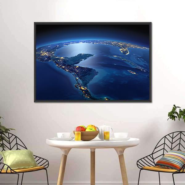 Central America From Space Canvas Wall Art-3 Horizontal-Gallery Wrap-25" x 16"-Tiaracle