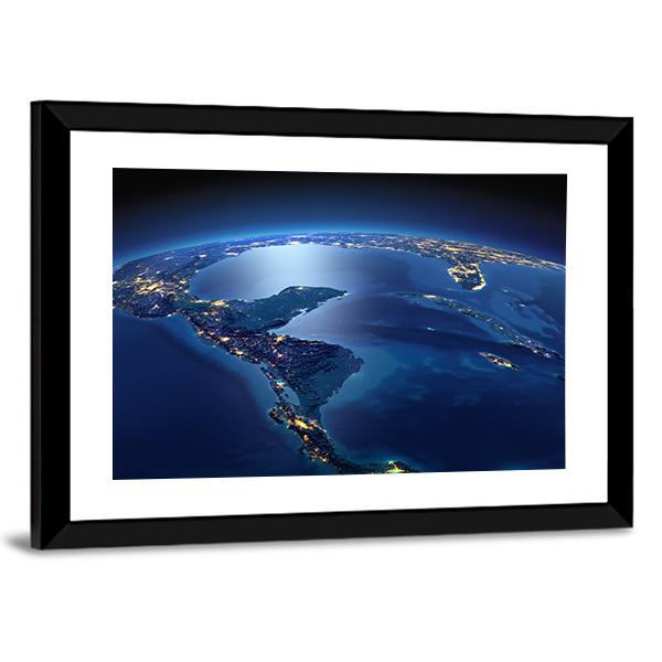 Central America From Space Canvas Wall Art-3 Horizontal-Gallery Wrap-25" x 16"-Tiaracle