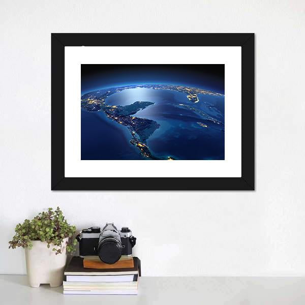 Central America From Space Canvas Wall Art-1 Piece-Framed Print-20" x 16"-Tiaracle