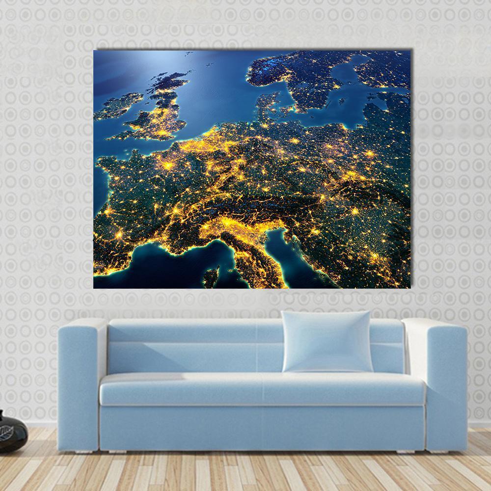 Central Europe From Space Canvas Wall Art-1 Piece-Gallery Wrap-48" x 32"-Tiaracle