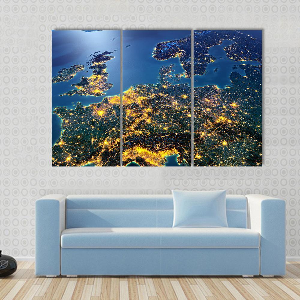Central Europe From Space Canvas Wall Art-3 Horizontal-Gallery Wrap-37" x 24"-Tiaracle
