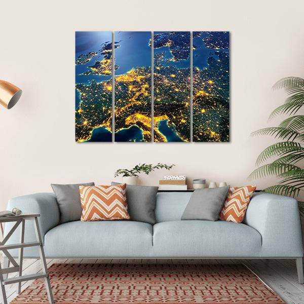 Central Europe From Space Canvas Wall Art-1 Piece-Gallery Wrap-36" x 24"-Tiaracle