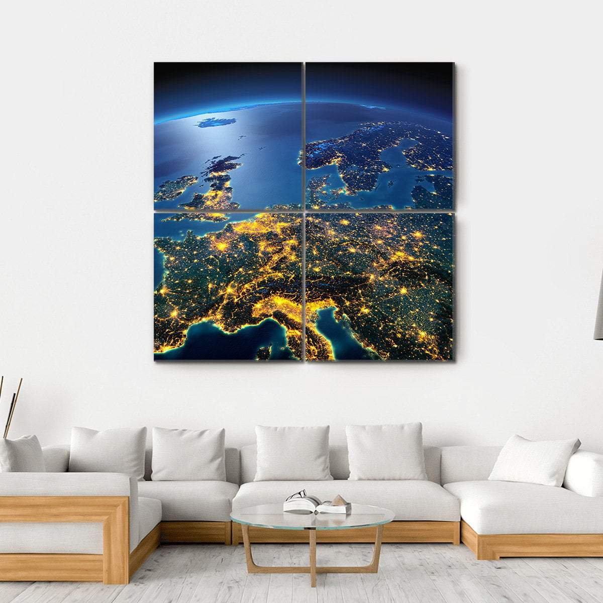 Central Europe From Space Canvas Wall Art-4 Square-Gallery Wrap-17" x 17"-Tiaracle