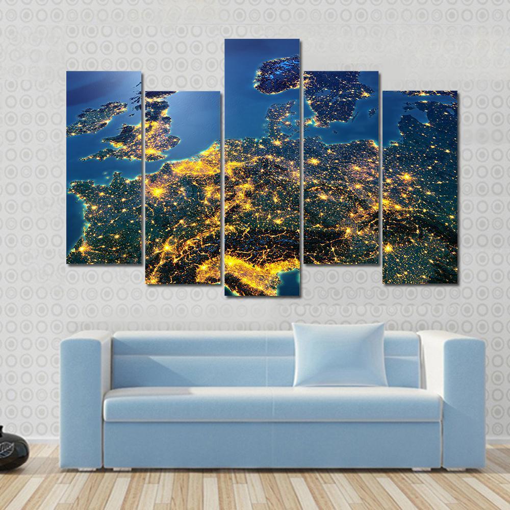 Central Europe From Space Canvas Wall Art-5 Pop-Gallery Wrap-47" x 32"-Tiaracle