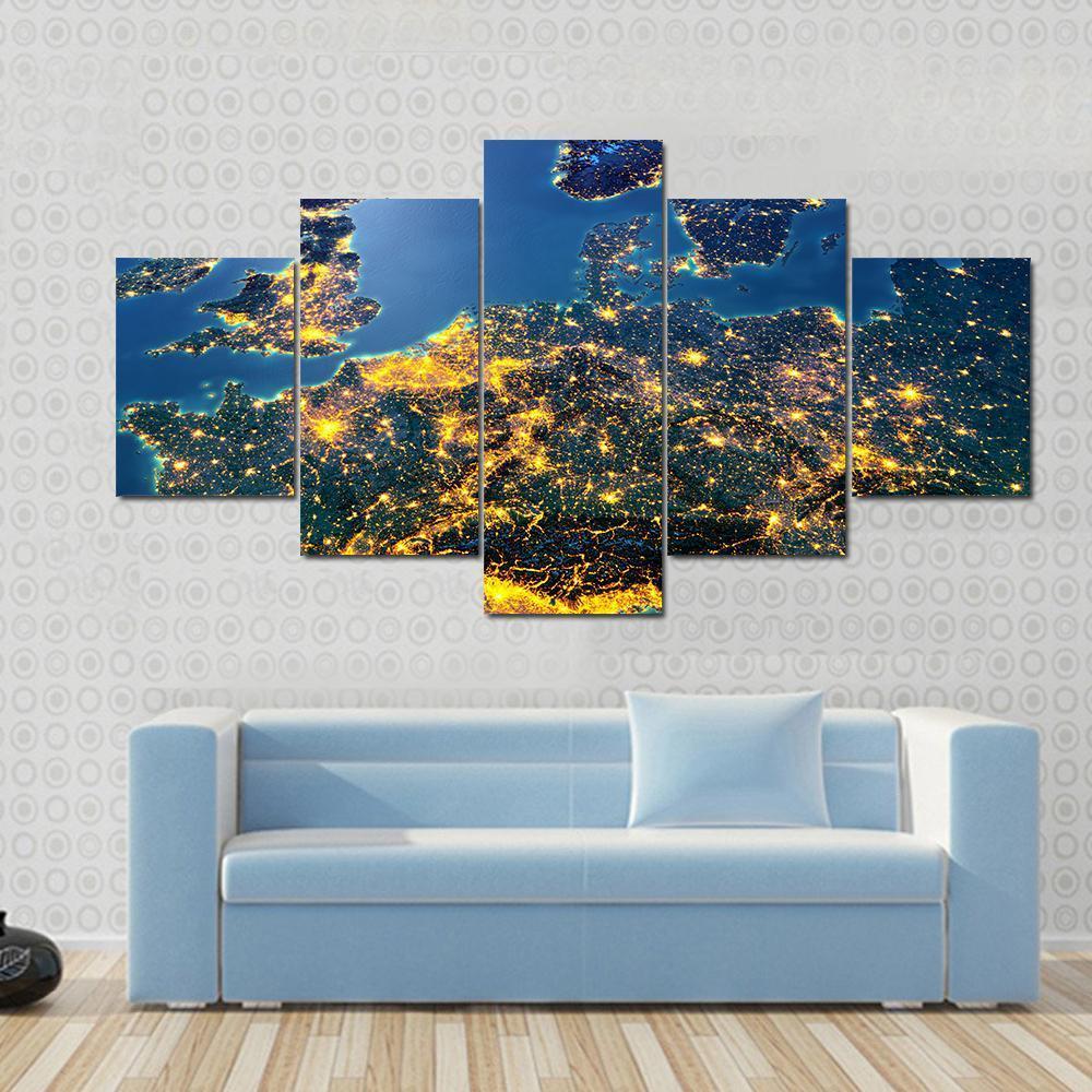 Central Europe From Space Canvas Wall Art-4 Pop-Gallery Wrap-50" x 32"-Tiaracle