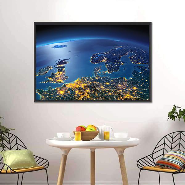 Central Europe From Space Canvas Wall Art-3 Horizontal-Gallery Wrap-25" x 16"-Tiaracle