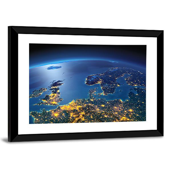 Central Europe From Space Canvas Wall Art-3 Horizontal-Gallery Wrap-25" x 16"-Tiaracle