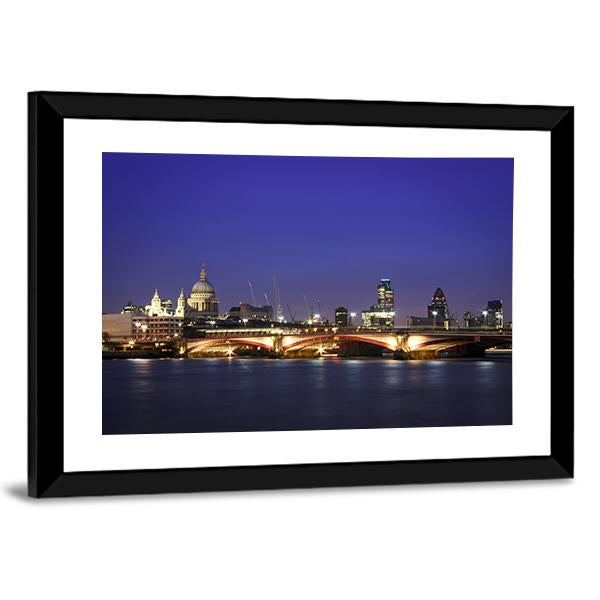 Central London At Night Canvas Wall Art-3 Horizontal-Gallery Wrap-25" x 16"-Tiaracle