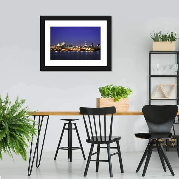 Central London At Night Canvas Wall Art-3 Horizontal-Gallery Wrap-25" x 16"-Tiaracle
