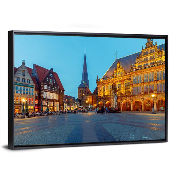 Central Market Square Bremen Canvas Wall Art-3 Horizontal-Gallery Wrap-25" x 16"-Tiaracle