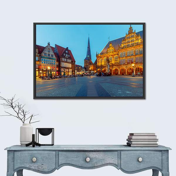 Central Market Square Bremen Canvas Wall Art-3 Horizontal-Gallery Wrap-25" x 16"-Tiaracle