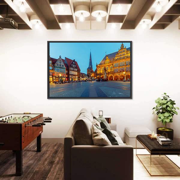 Central Market Square Bremen Canvas Wall Art-3 Horizontal-Gallery Wrap-25" x 16"-Tiaracle
