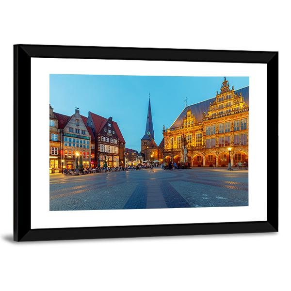 Central Market Square Bremen Canvas Wall Art-3 Horizontal-Gallery Wrap-25" x 16"-Tiaracle