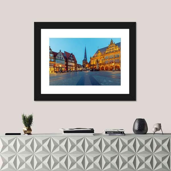 Central Market Square Bremen Canvas Wall Art-3 Horizontal-Gallery Wrap-25" x 16"-Tiaracle