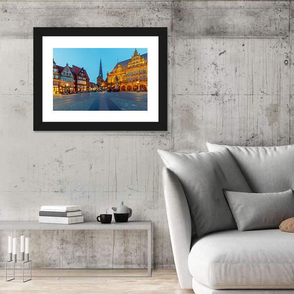 Central Market Square Bremen Canvas Wall Art-3 Horizontal-Gallery Wrap-25" x 16"-Tiaracle