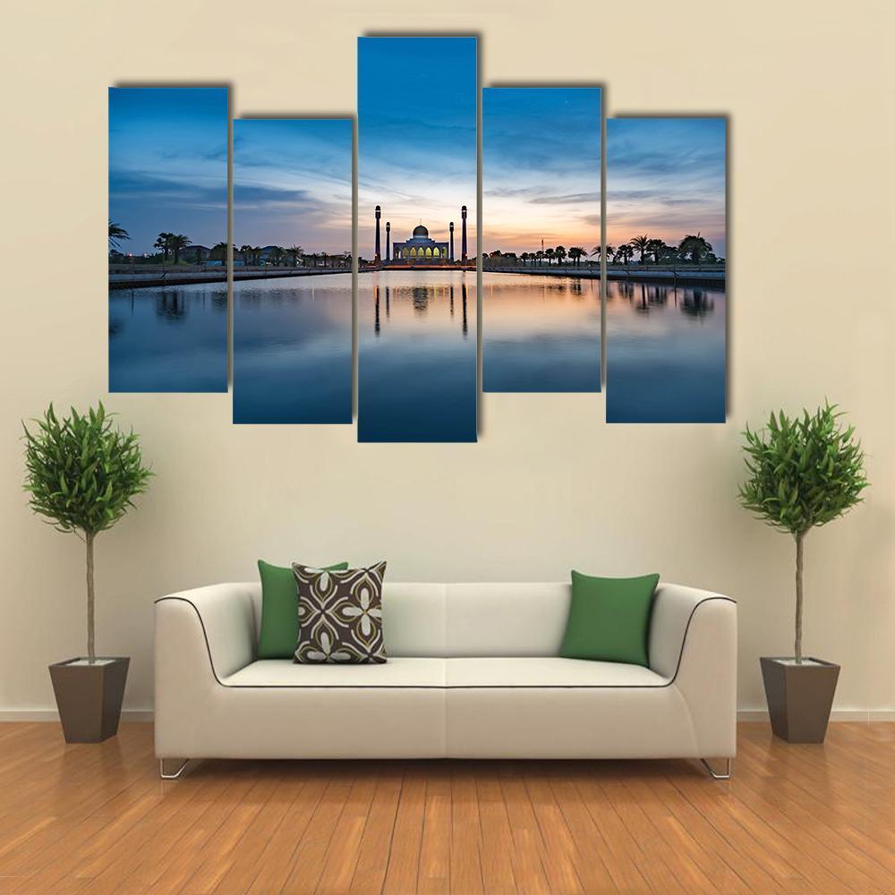 Central Mosque Of Songkhla Canvas Wall Art-5 Pop-Gallery Wrap-47" x 32"-Tiaracle