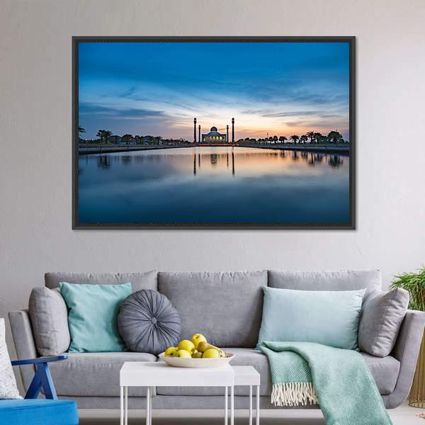 Central Mosque Of Songkhla Canvas Wall Art-1 Piece-Floating Frame-24" x 16"-Tiaracle