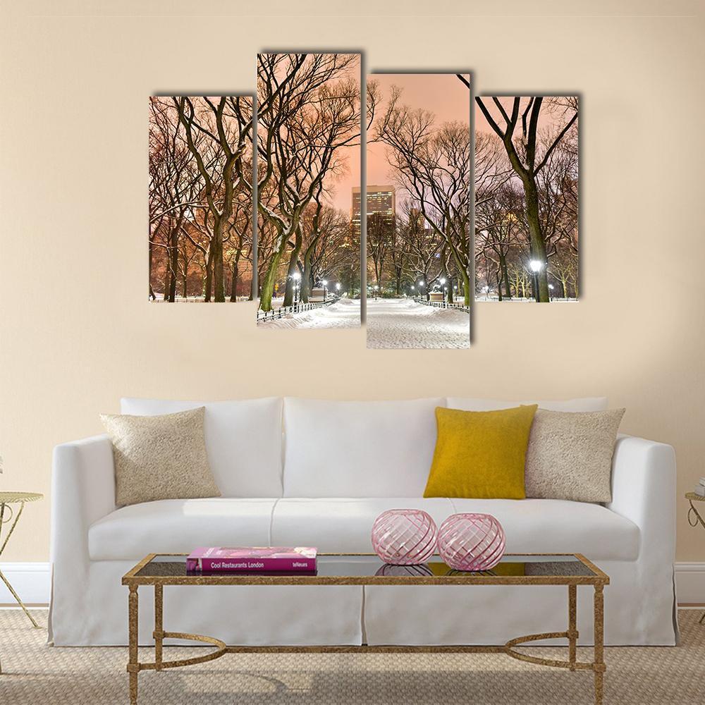 Central Park At Night Canvas Wall Art-4 Pop-Gallery Wrap-50" x 32"-Tiaracle