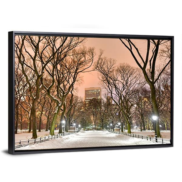 Central Park At Night Canvas Wall Art-3 Horizontal-Gallery Wrap-25" x 16"-Tiaracle