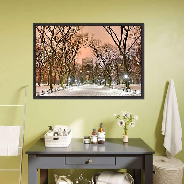 Central Park At Night Canvas Wall Art-3 Horizontal-Gallery Wrap-25" x 16"-Tiaracle