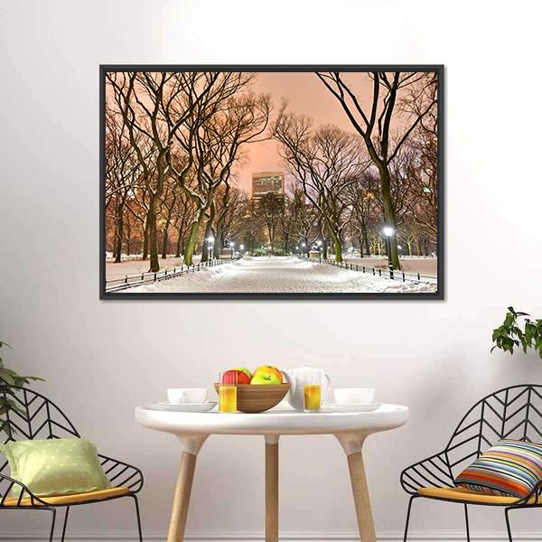 Central Park At Night Canvas Wall Art-3 Horizontal-Gallery Wrap-25" x 16"-Tiaracle