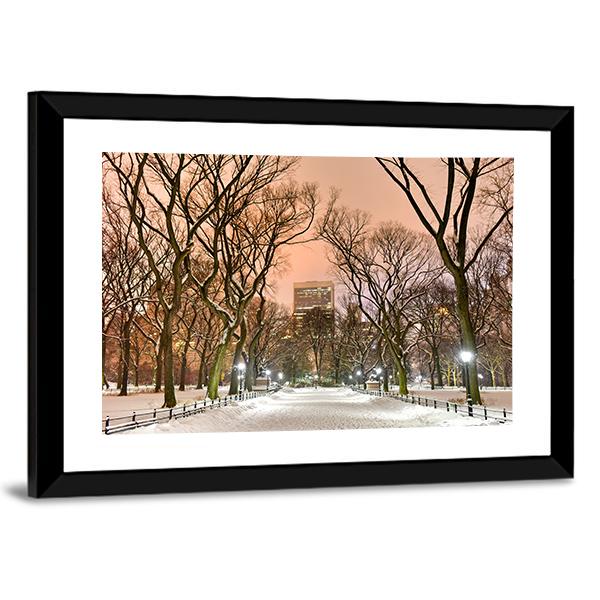 Central Park At Night Canvas Wall Art-3 Horizontal-Gallery Wrap-25" x 16"-Tiaracle