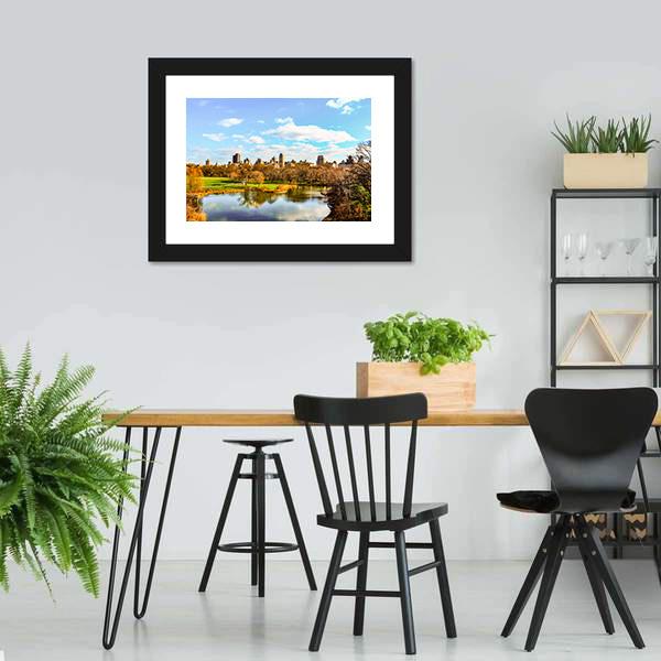 Central Park In Autumn Canvas Wall Art-3 Horizontal-Gallery Wrap-25" x 16"-Tiaracle