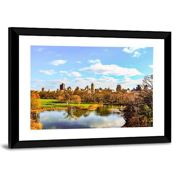 Central Park In Autumn Panoramic Canvas Wall Art-1 Piece-36" x 12"-Tiaracle
